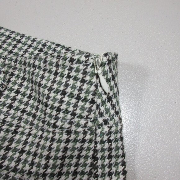 ANN TAYLOR womens green gray Wool Blend houndstooth A-line below knee skirt 14 - Picture 5 of 7
